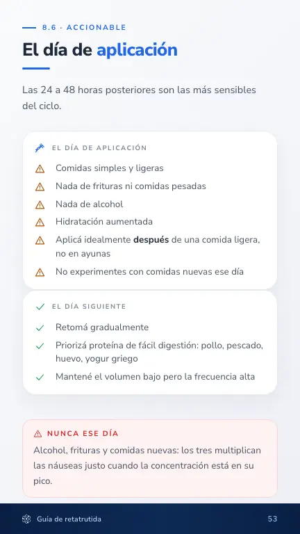 Página de la rutina del día de aplicación